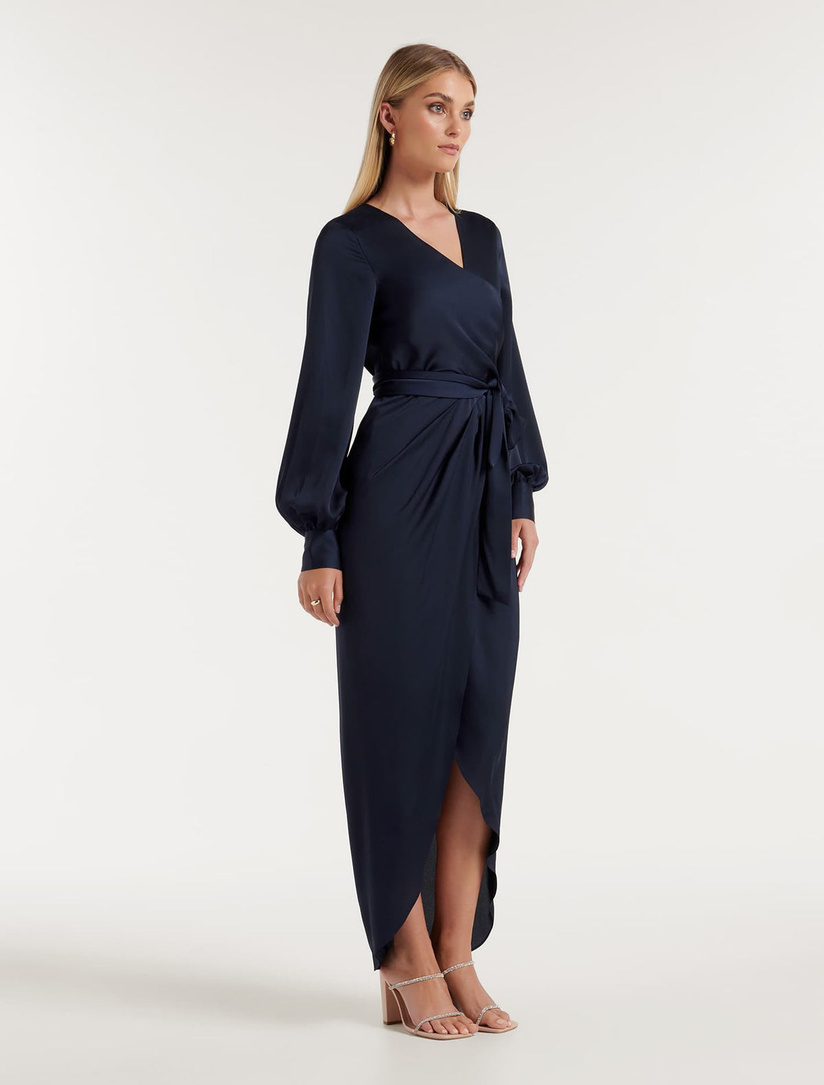 Mirella Wrap Satin Midi Dress Forever New