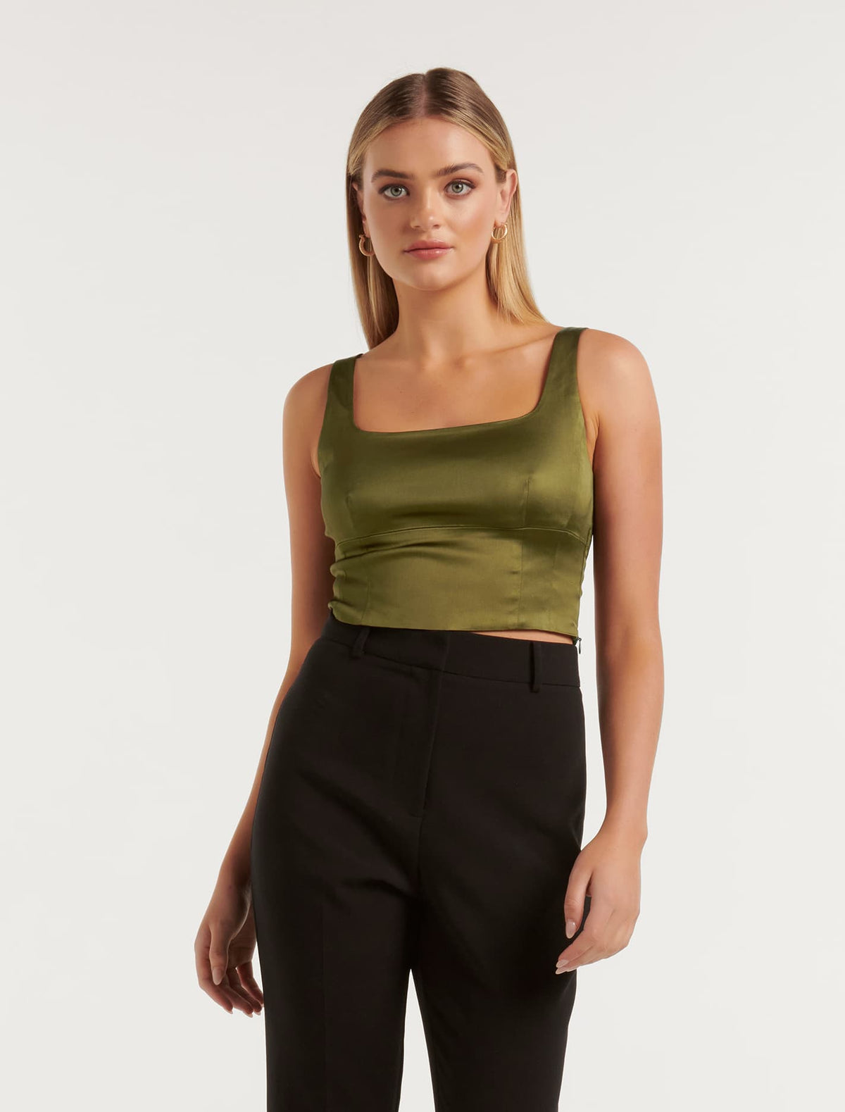 Casey Stretch Satin Bustier Top Forever New