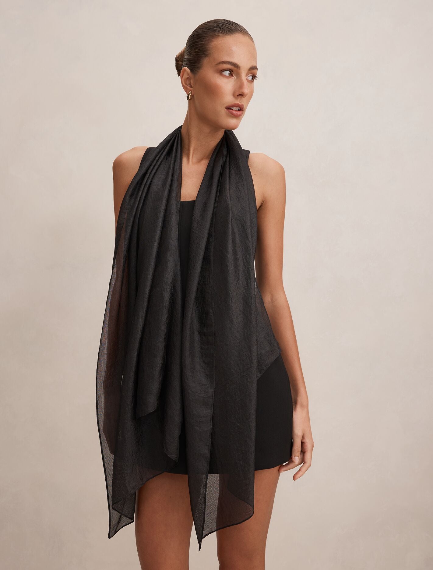Harper Metallic Scarf Black | Forever New