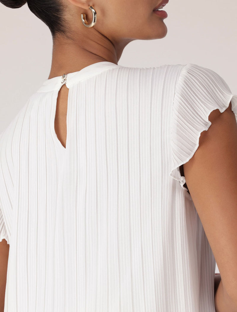 Hannah Plisse Flutter Sleeve Blouse Forever New
