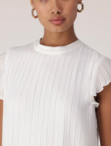 Hannah Plisse Flutter Sleeve Blouse Forever New