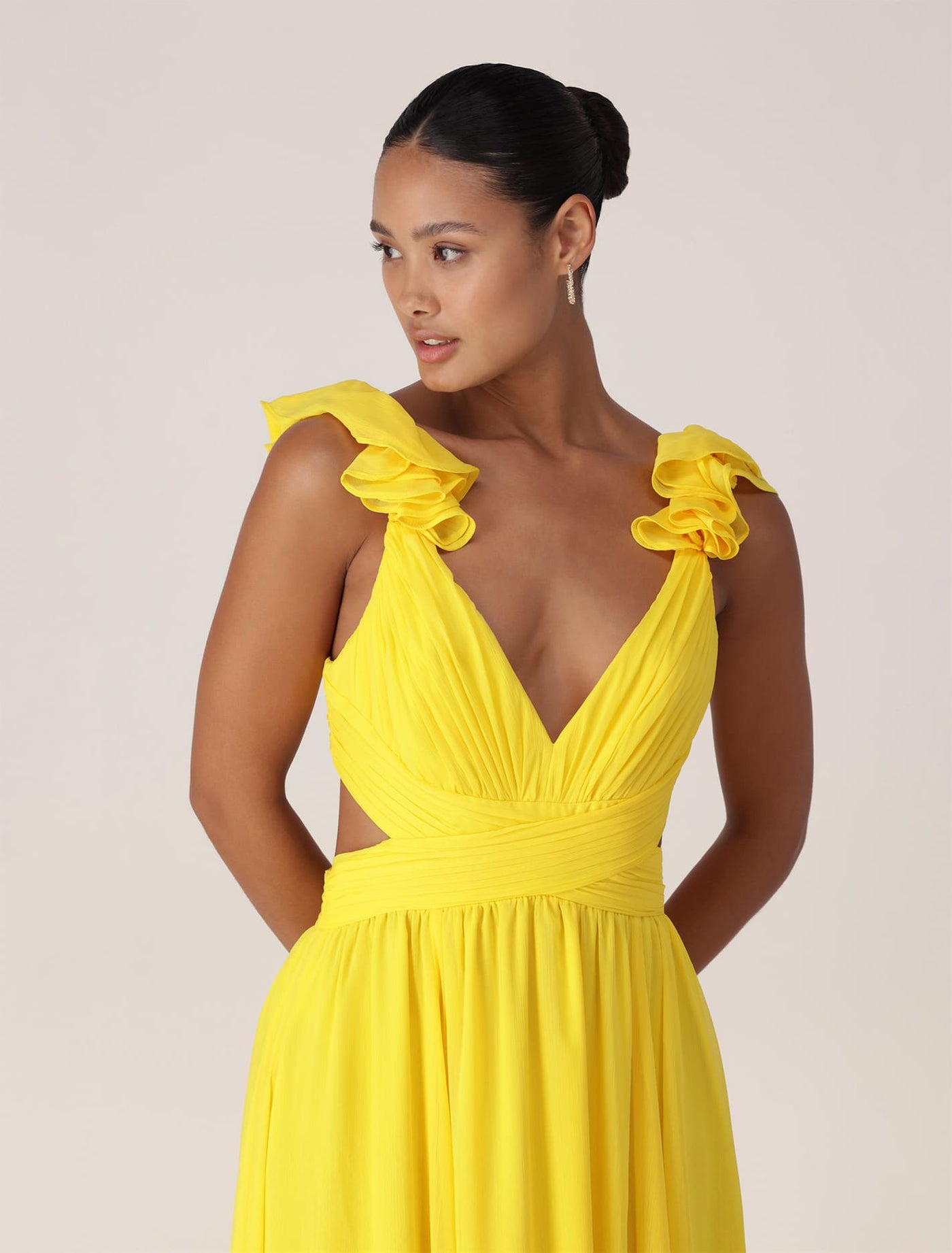 Selena Ruffle Shoulder Maxi Dress Daffodil Forever New