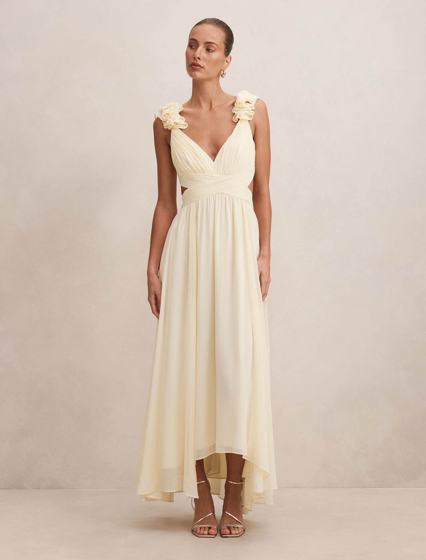 Selena Ruffle Shoulder Maxi Dress Lemon Forever New