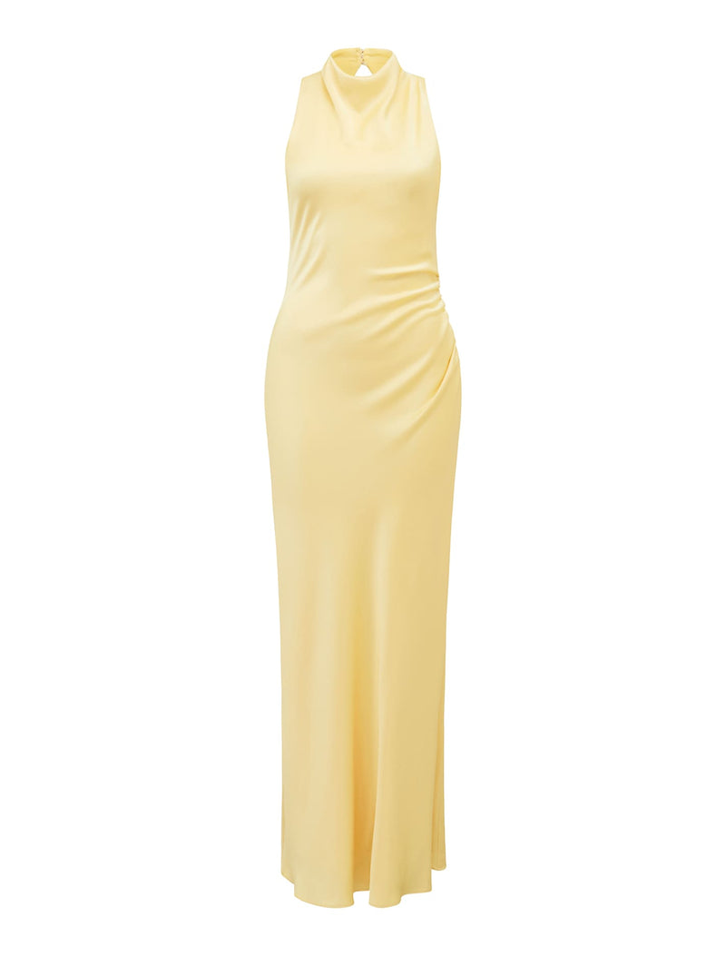 Michelle Open Back Satin Maxi Dress Creme Anglaise | Forever New