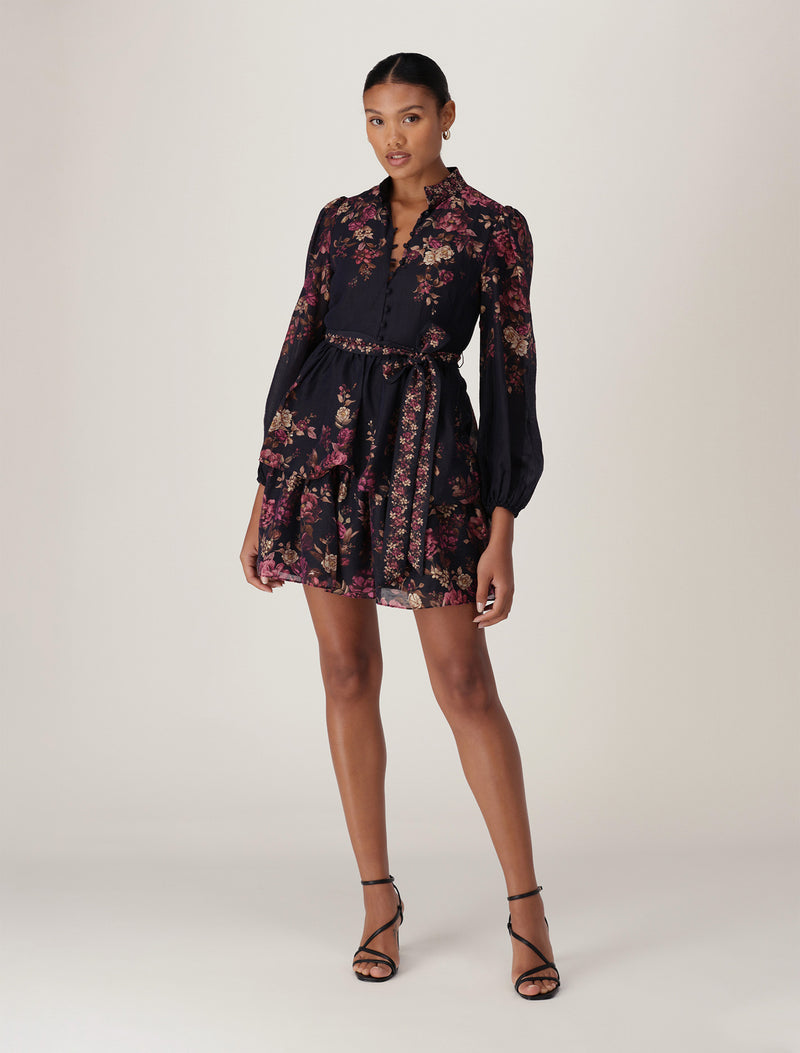 Raine Printed Tiered Mini Dress Forever New