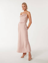 Ruby Petite Tie Back Satin Maxi Dress Forever New
