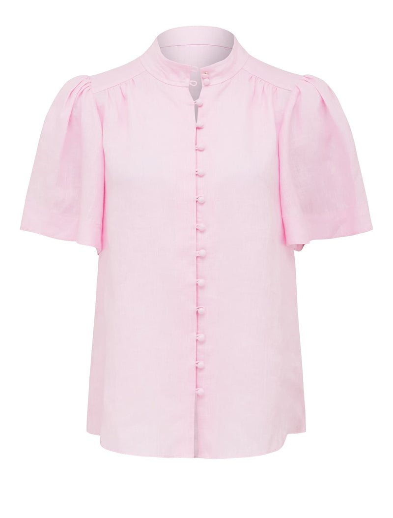 Winnie Linen Flutter Sleeve Blouse Forever New
