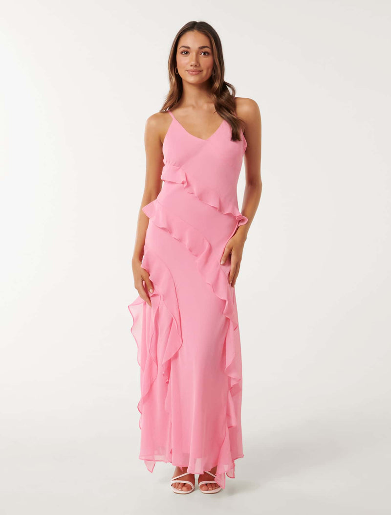 Buy Laura Satin Cowl Ruched Midi Dress - Forever New