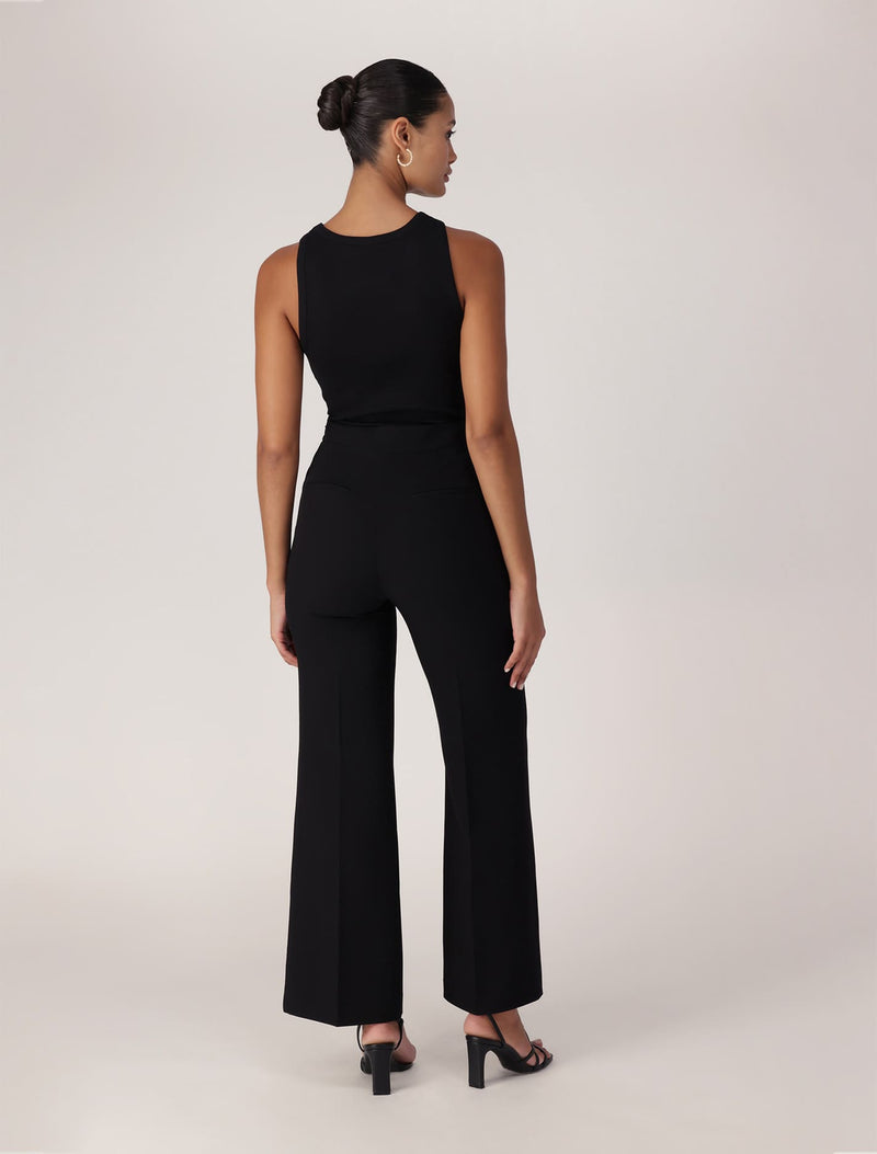 Sara Button Up Slim Flare Pants Black | Forever New