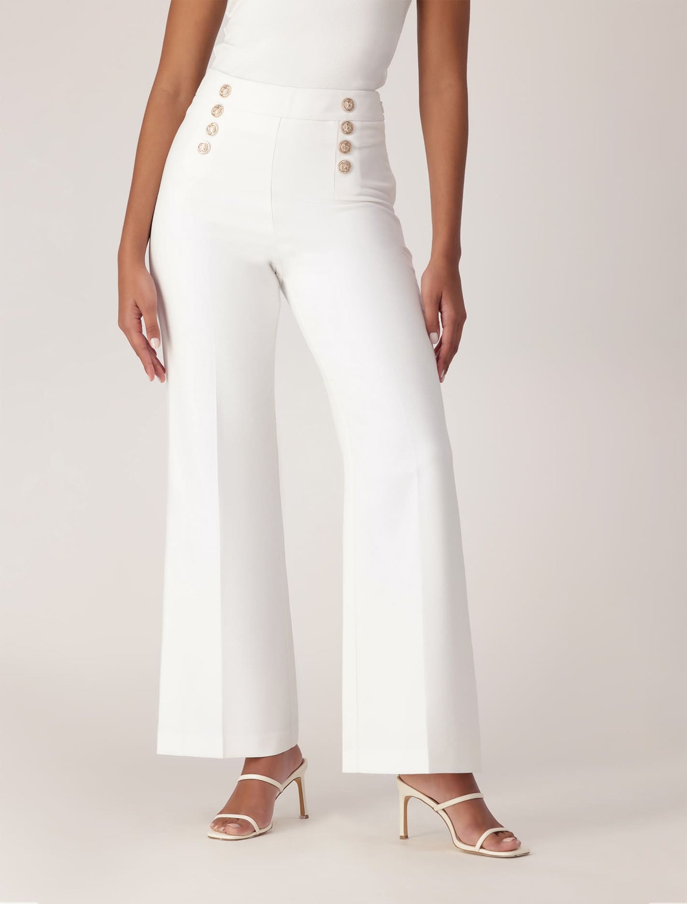 Flare leg white pants best sale