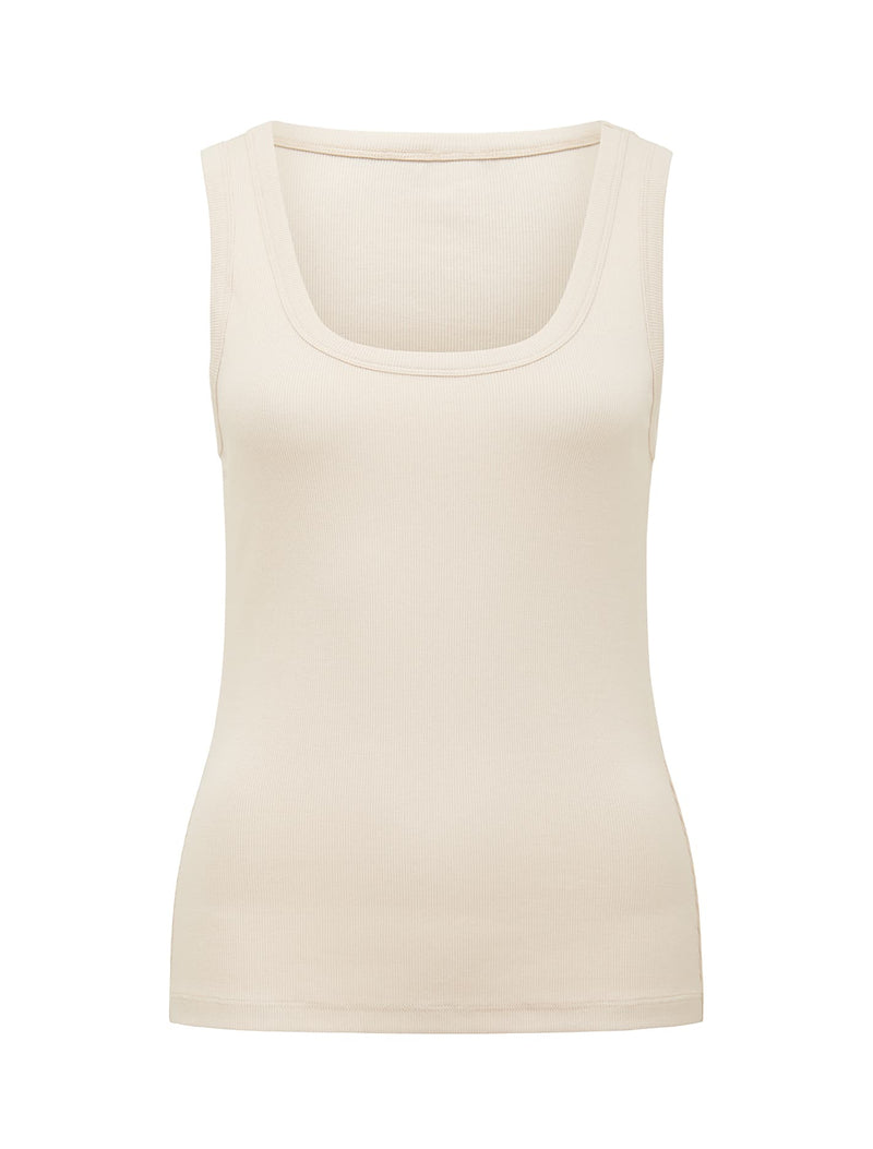 Nori Scoop Front Tank Top Sandy Stone | Forever New