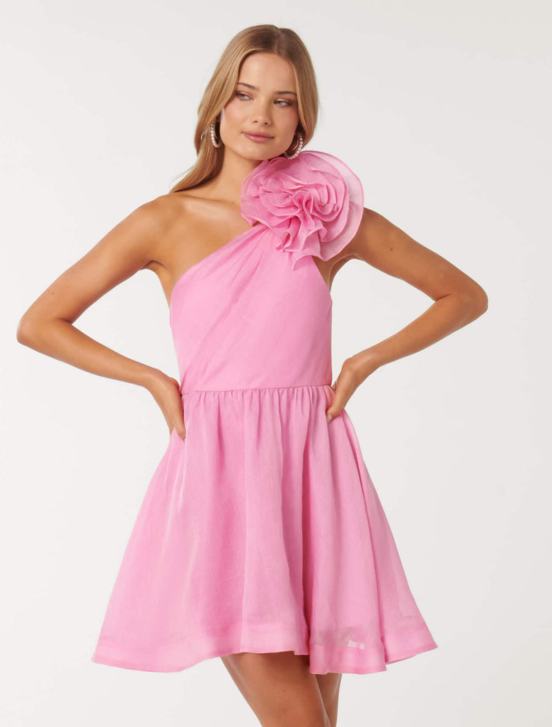 Gigi Silk Rosette Mini Dress Forever New