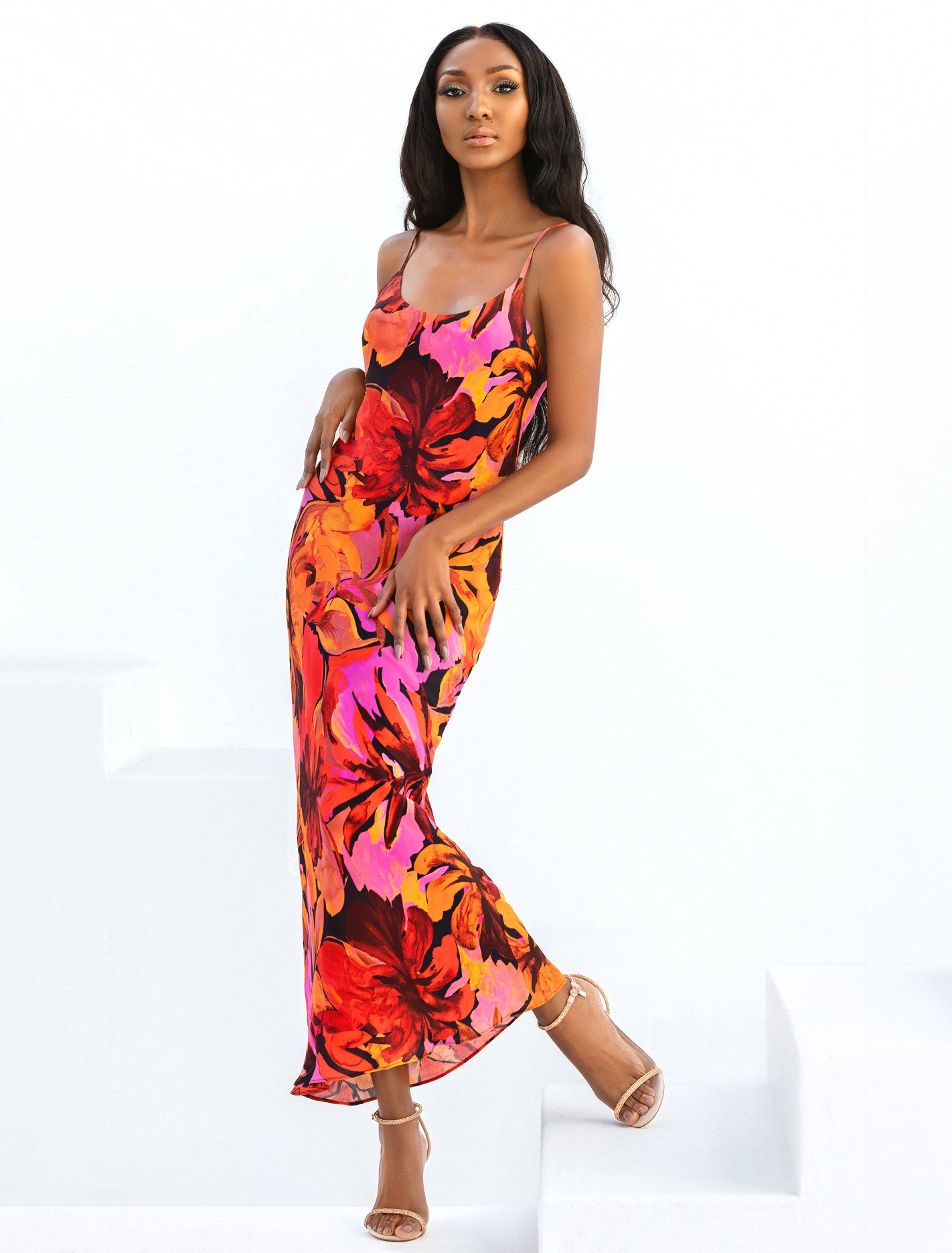 Valentina Strappy Slip Dress Rust Capella Tropical | Forever New