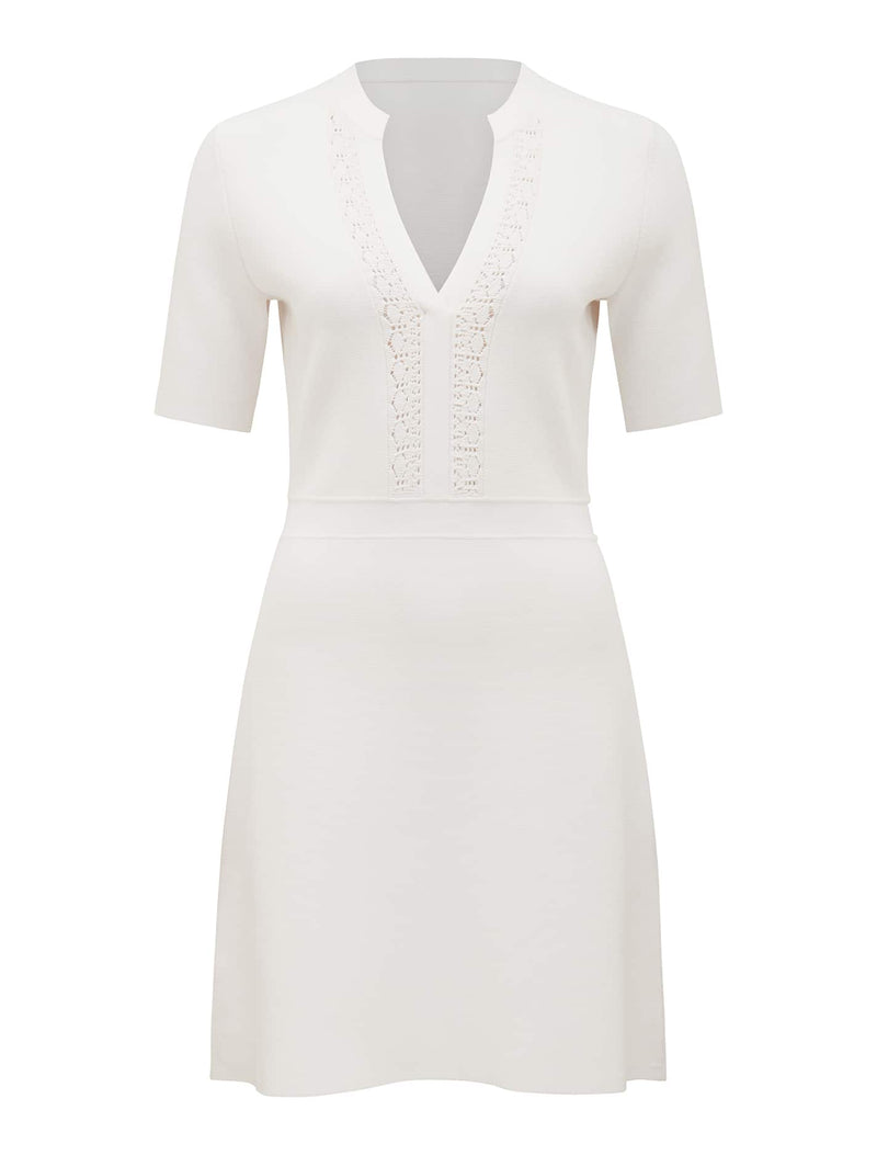 Leonie Lace Trim Knit Dress Cream | Forever New