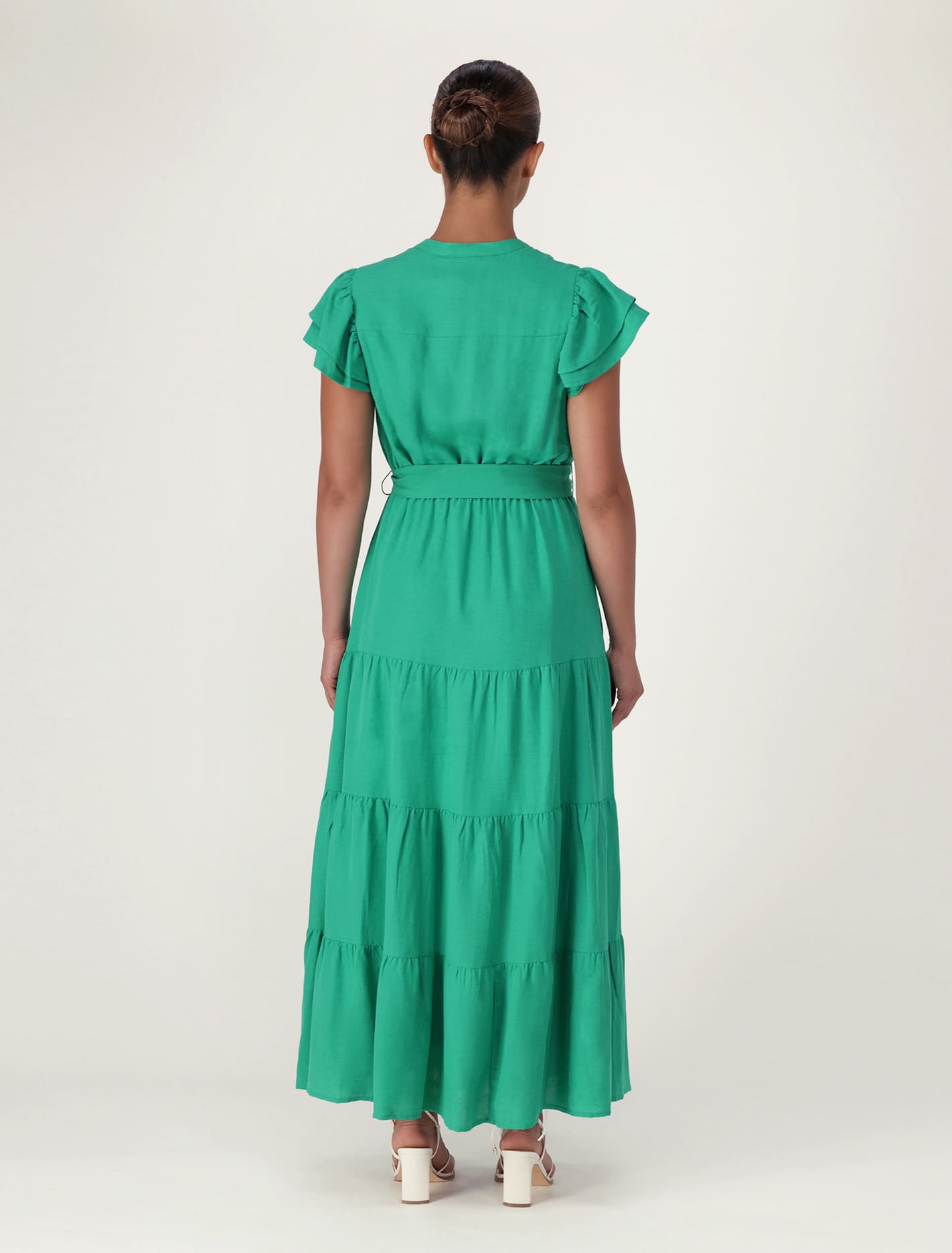 Ramona Tiered Shirt Midi Dress Mayan Jade | Forever New