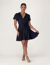 Madeline Flutter Sleeve Satin Mini Dress Forever New
