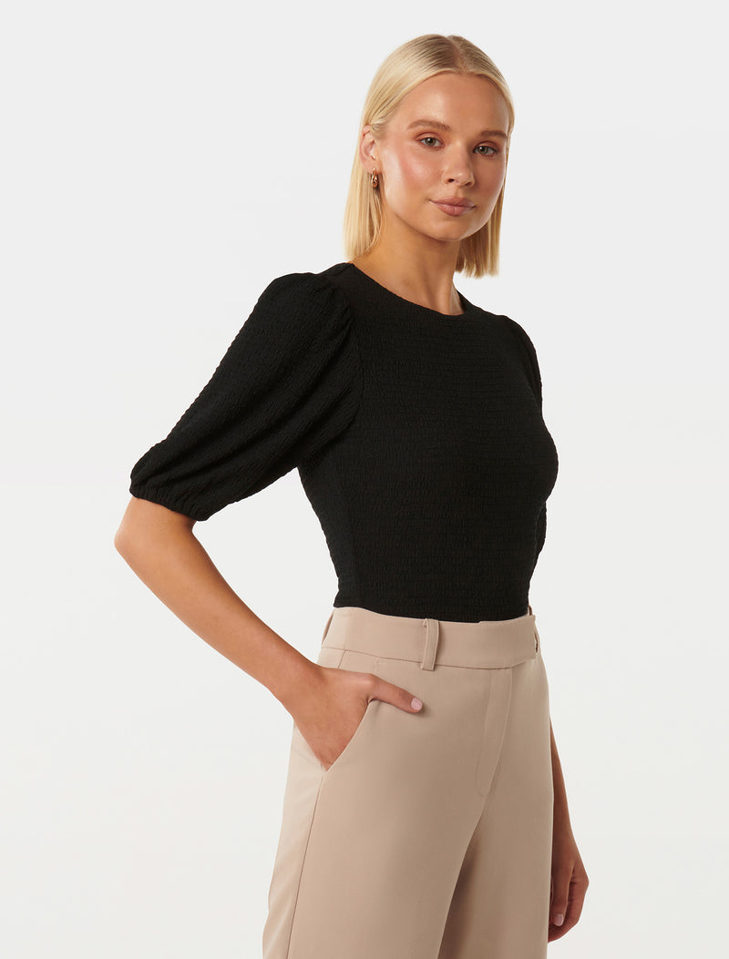 Jolanta Textured Puff Sleeve Top Forever New
