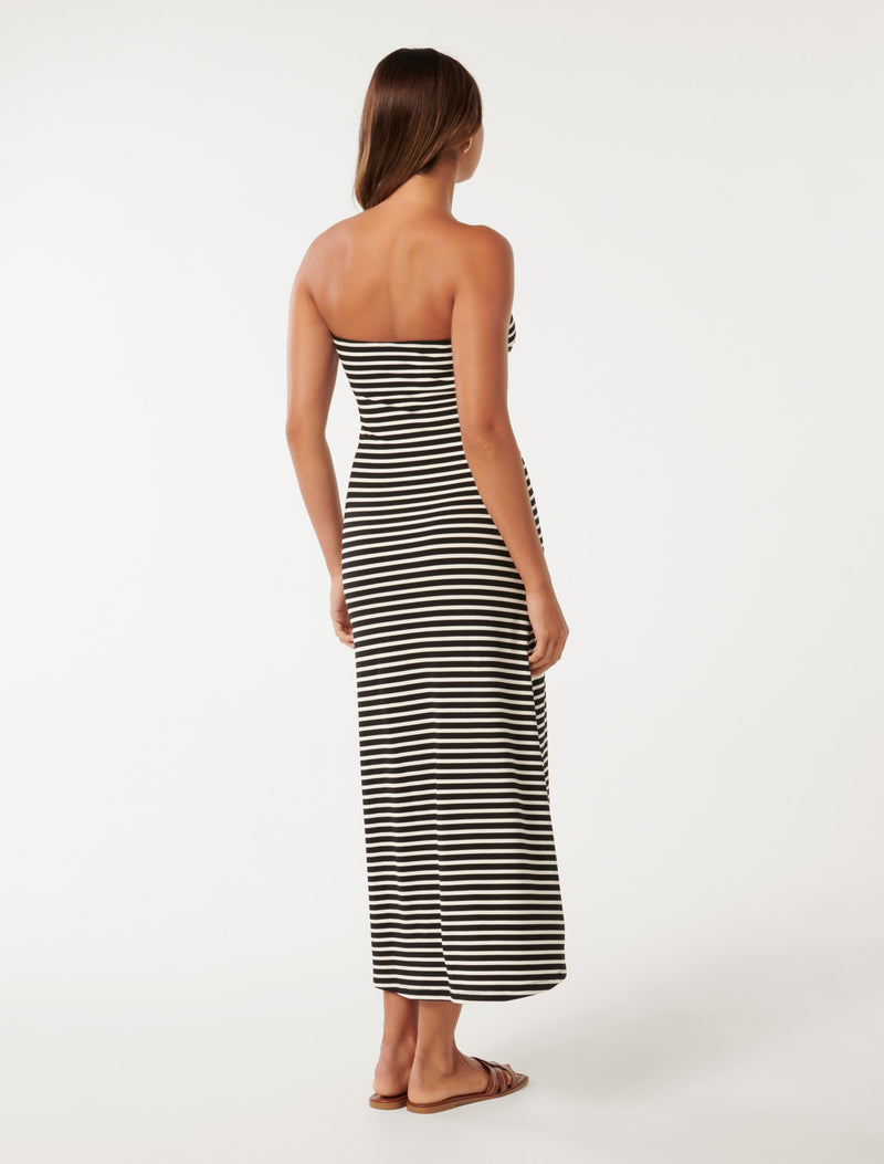 Allie Strapless Striped Midi Dress Forever New