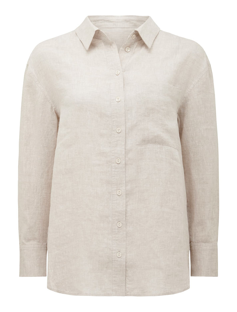 Willa Washed Linen Blend Shirt Oatmeal Co-ord | Forever New