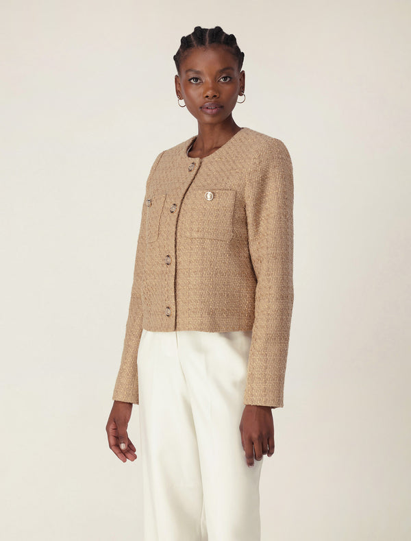 Chrissy Crop Boucle Jacket Forever New