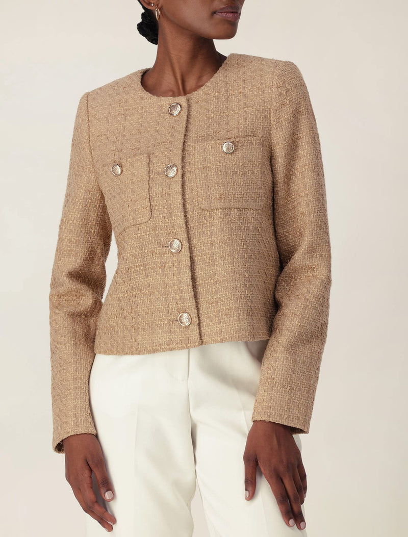 Chrissy Crop Boucle Jacket Forever New