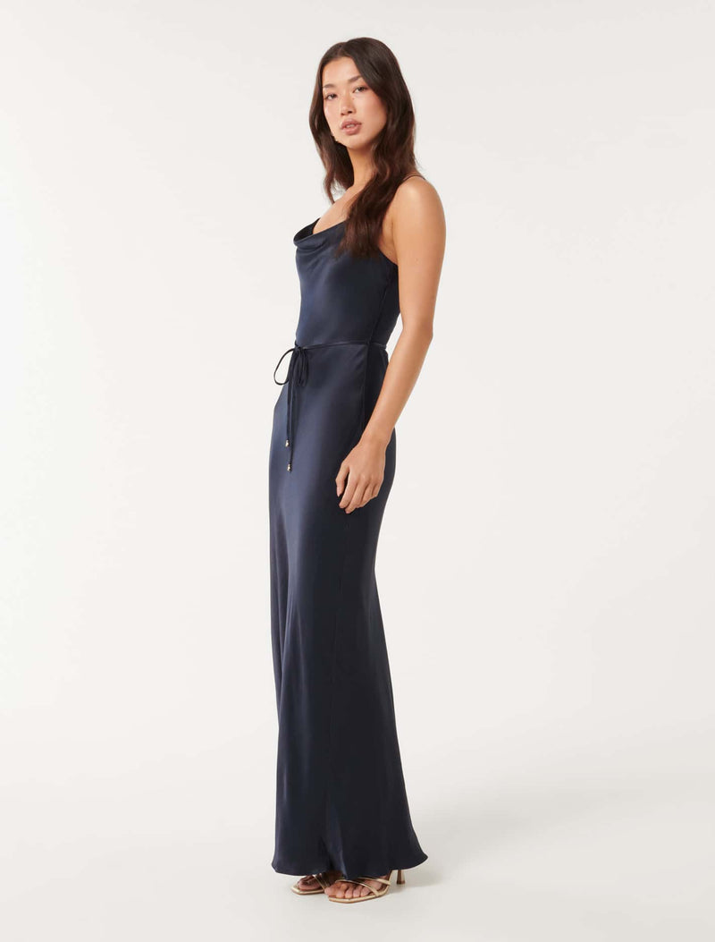 Lucy Satin Cowl Maxi Dress Forever New