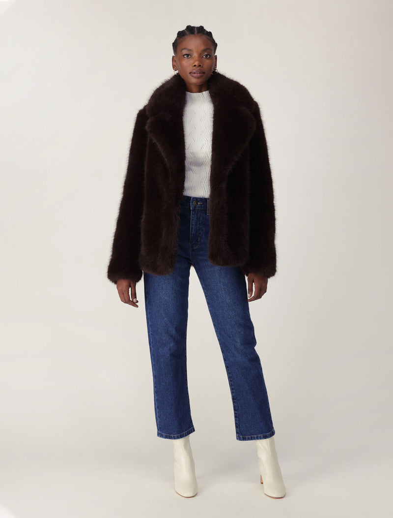 Hunter Cropped Faux Fur Coat Forever New