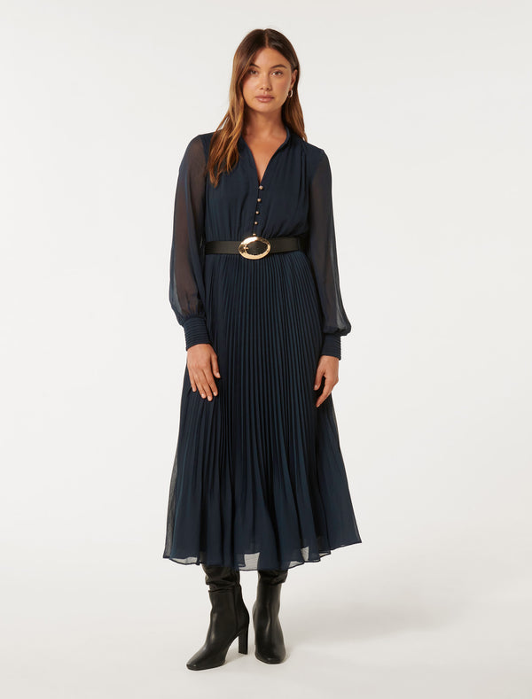 Misha Pleated Midi Dress Forever New