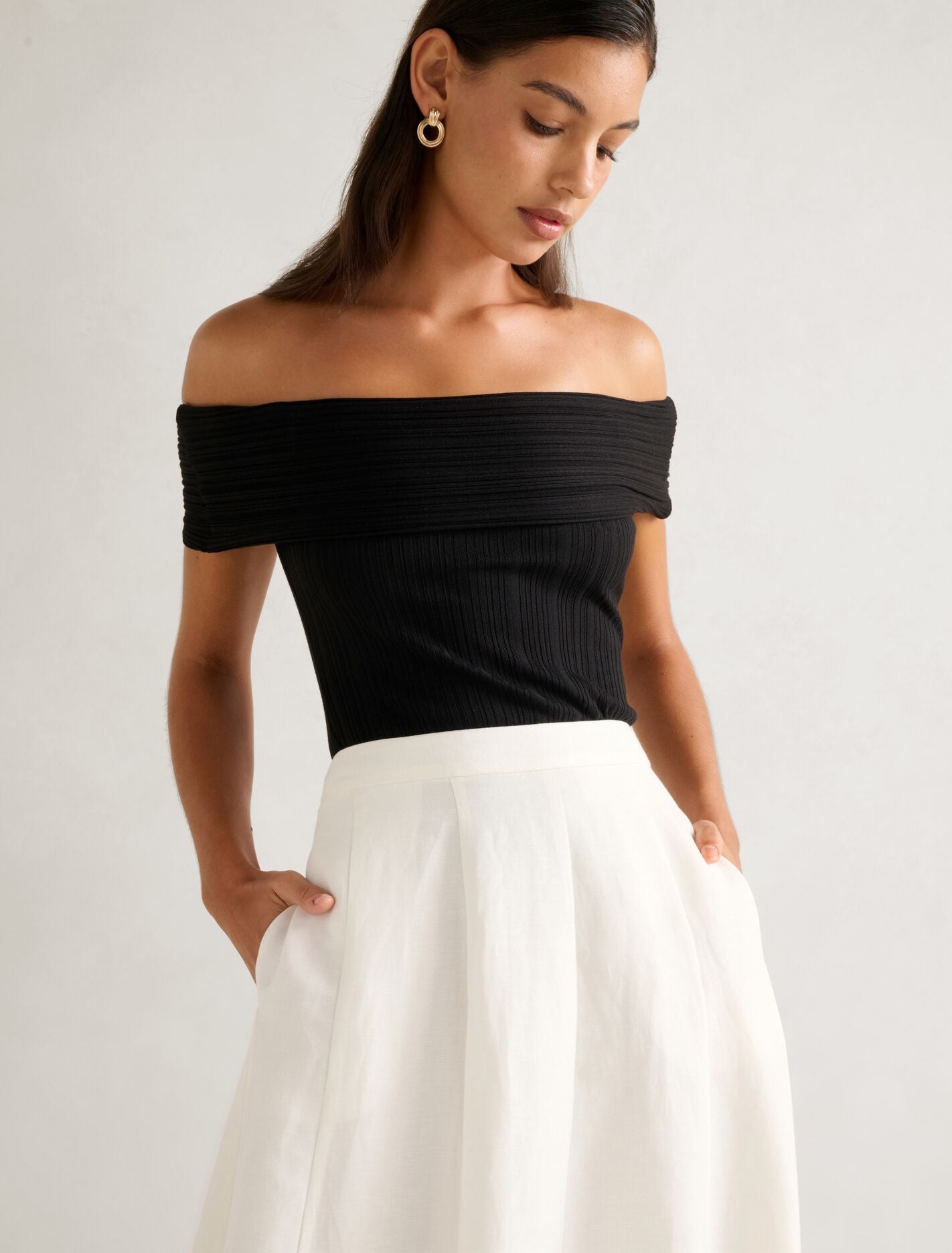 Georgina Linen Blend Midi Skirt Forever New