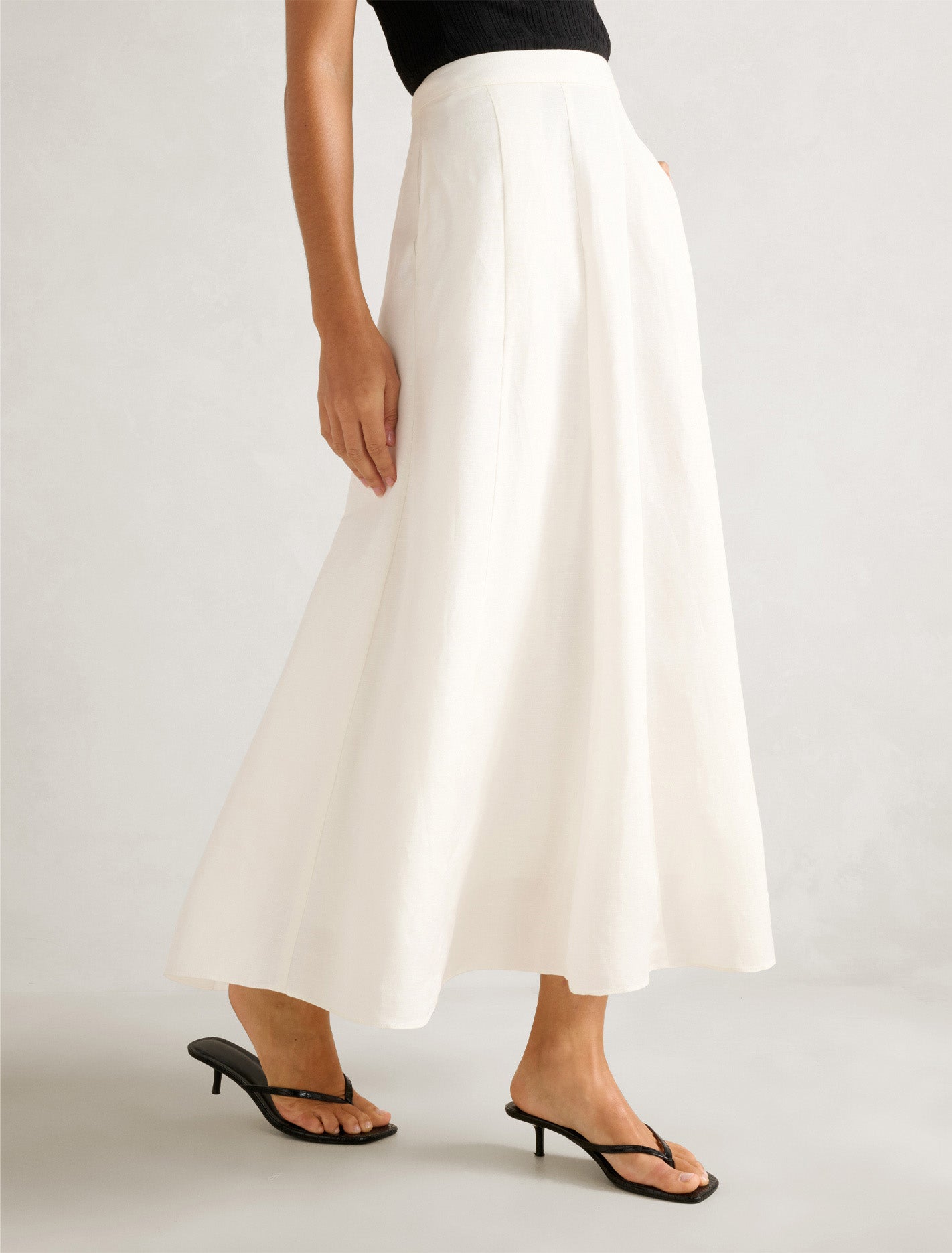 Georgina Linen Blend Midi Skirt
