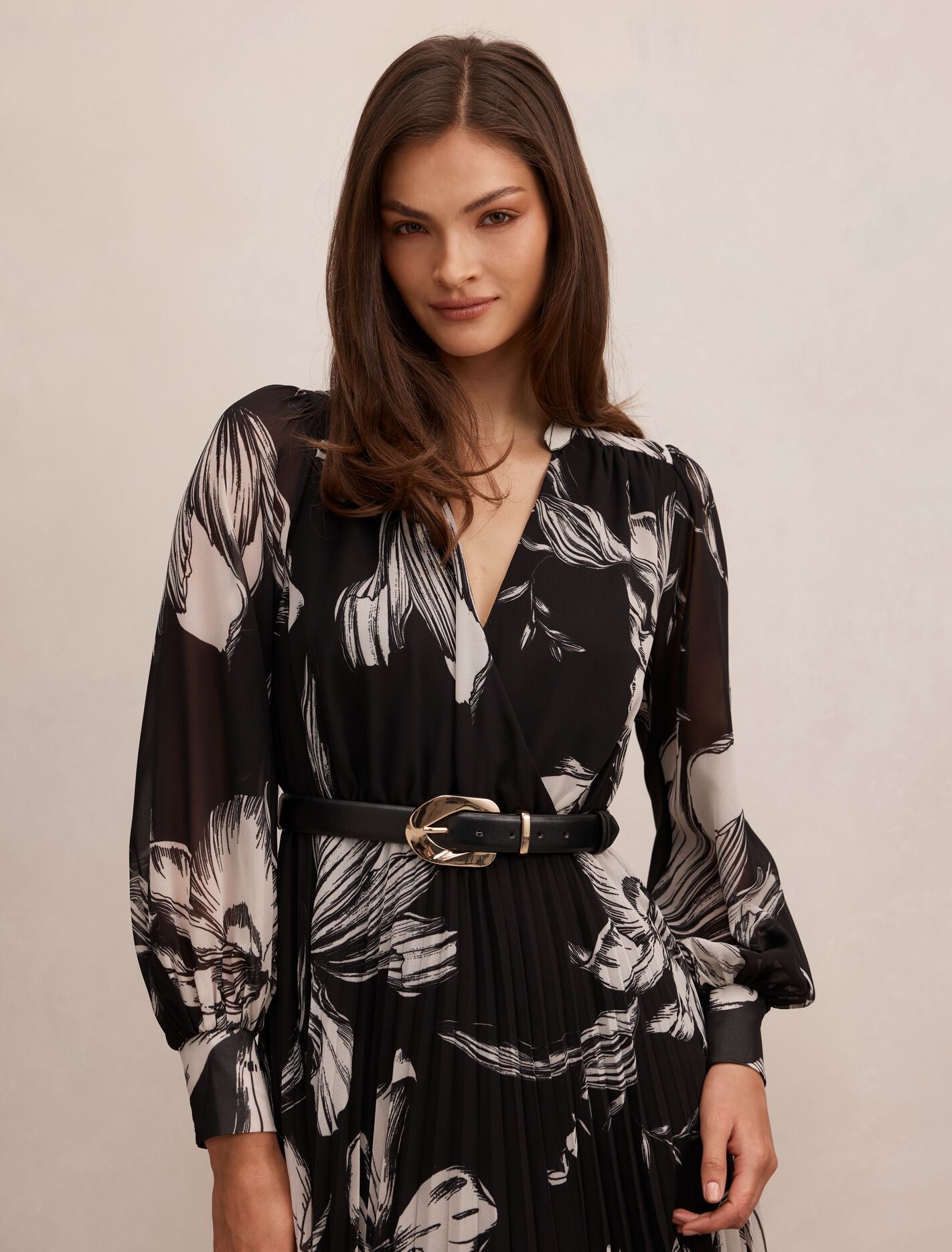 Saskia Pleat Wrap Midi Dress Dark Lula Floral | Forever New