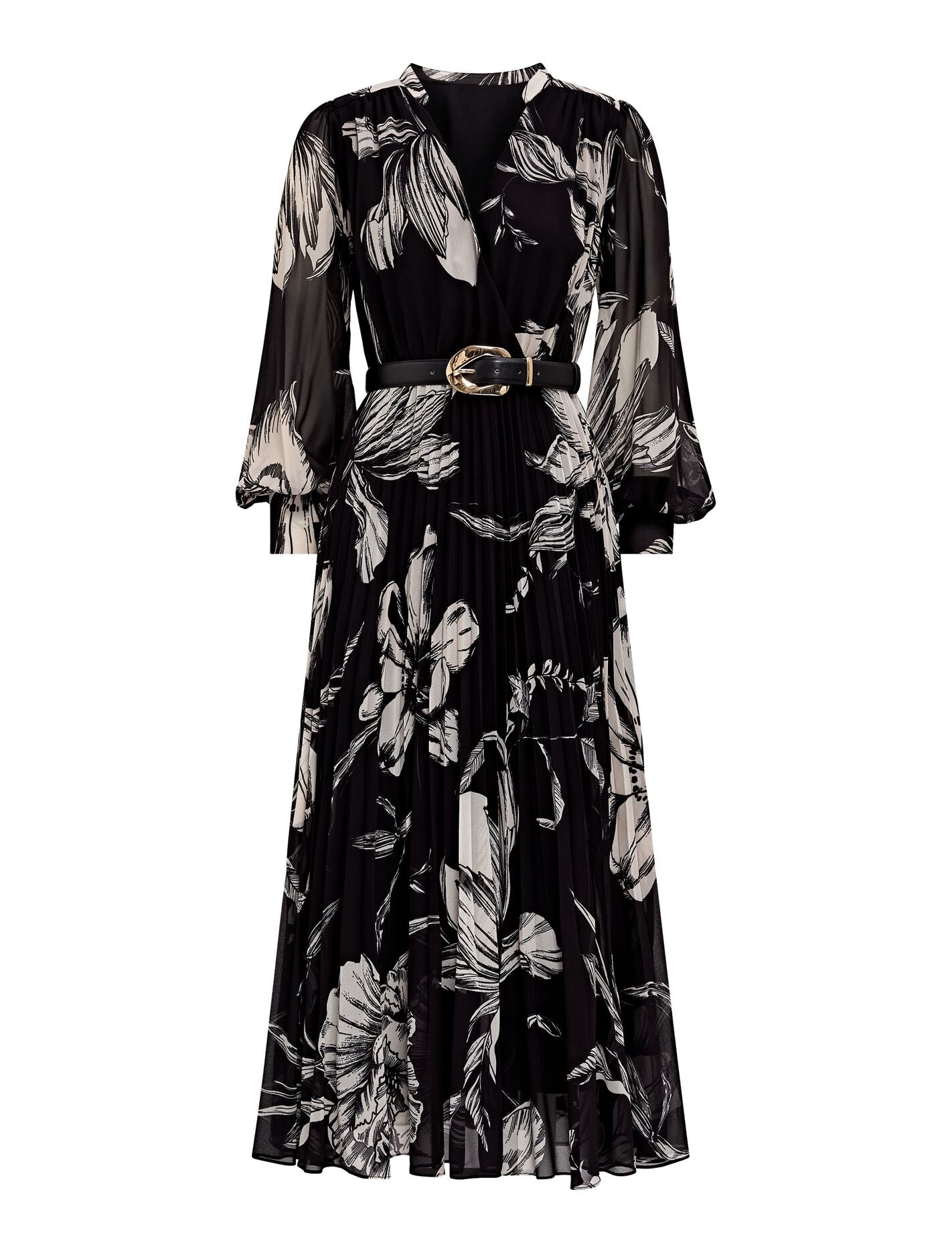 Saskia Pleat Wrap Midi Dress Dark Lula Floral | Forever New