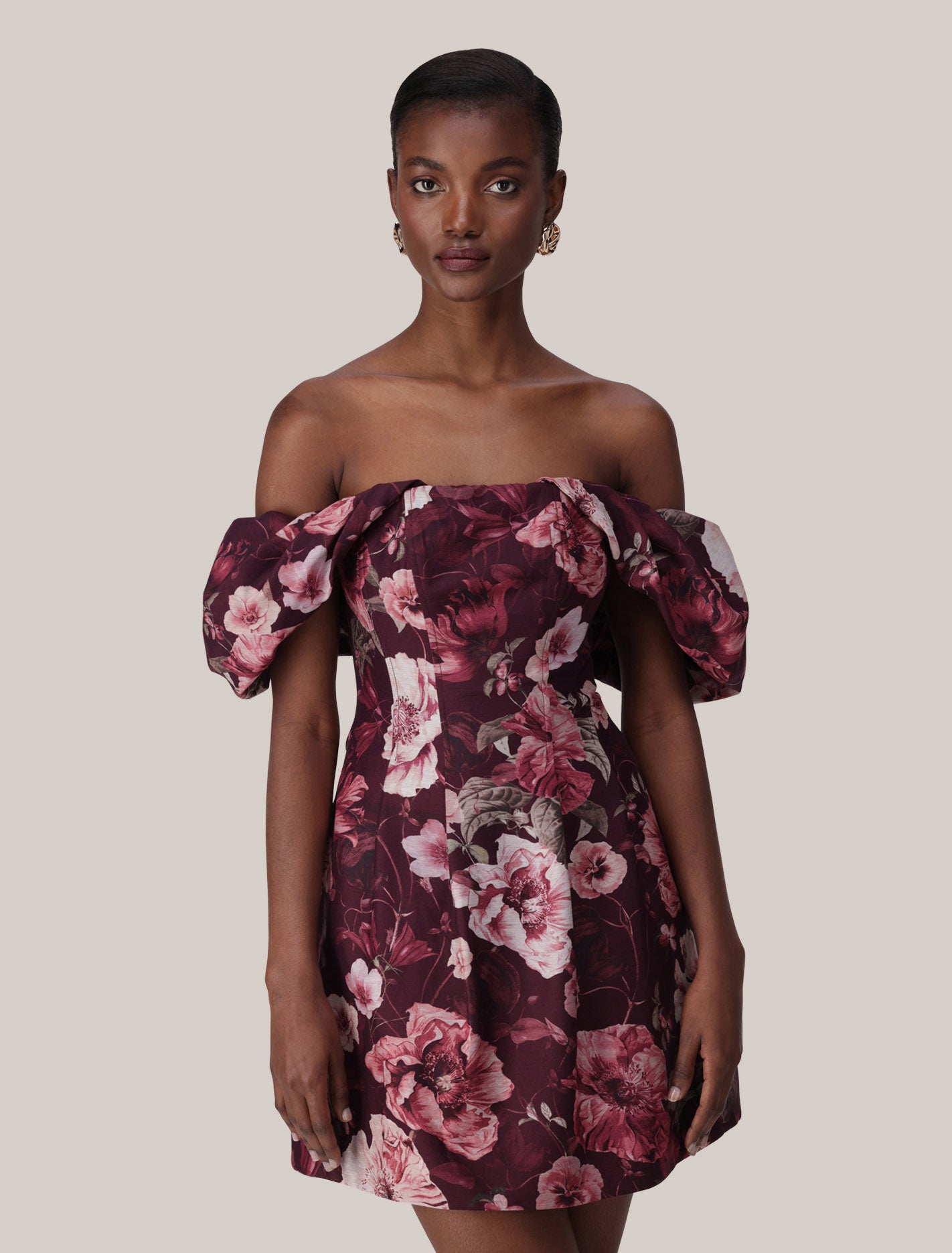 Jacquie Off Shoulder Mini Dress Berry Layla Forever New