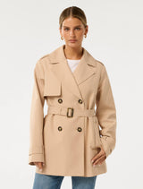 Rhea Petite Water Resistant Mid Trench Coat Forever New