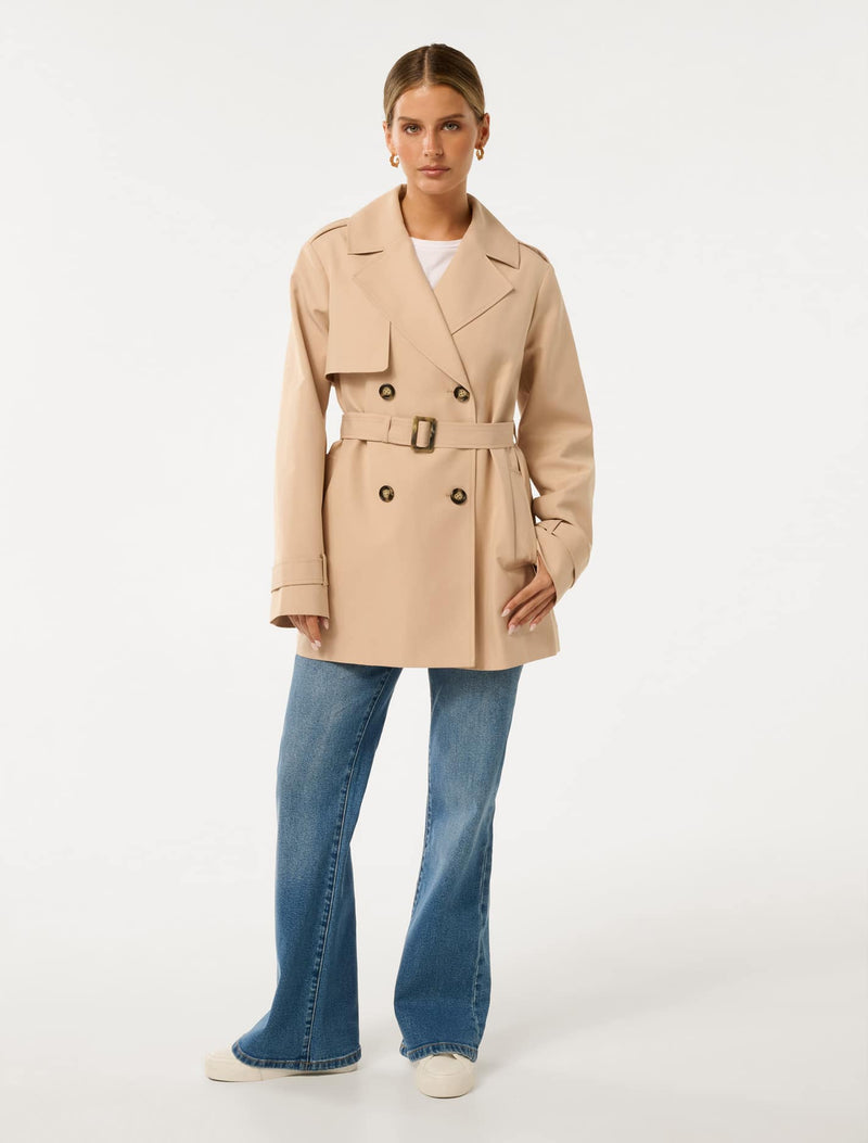 Rhea Petite Water Resistant Mid Trench Coat Forever New