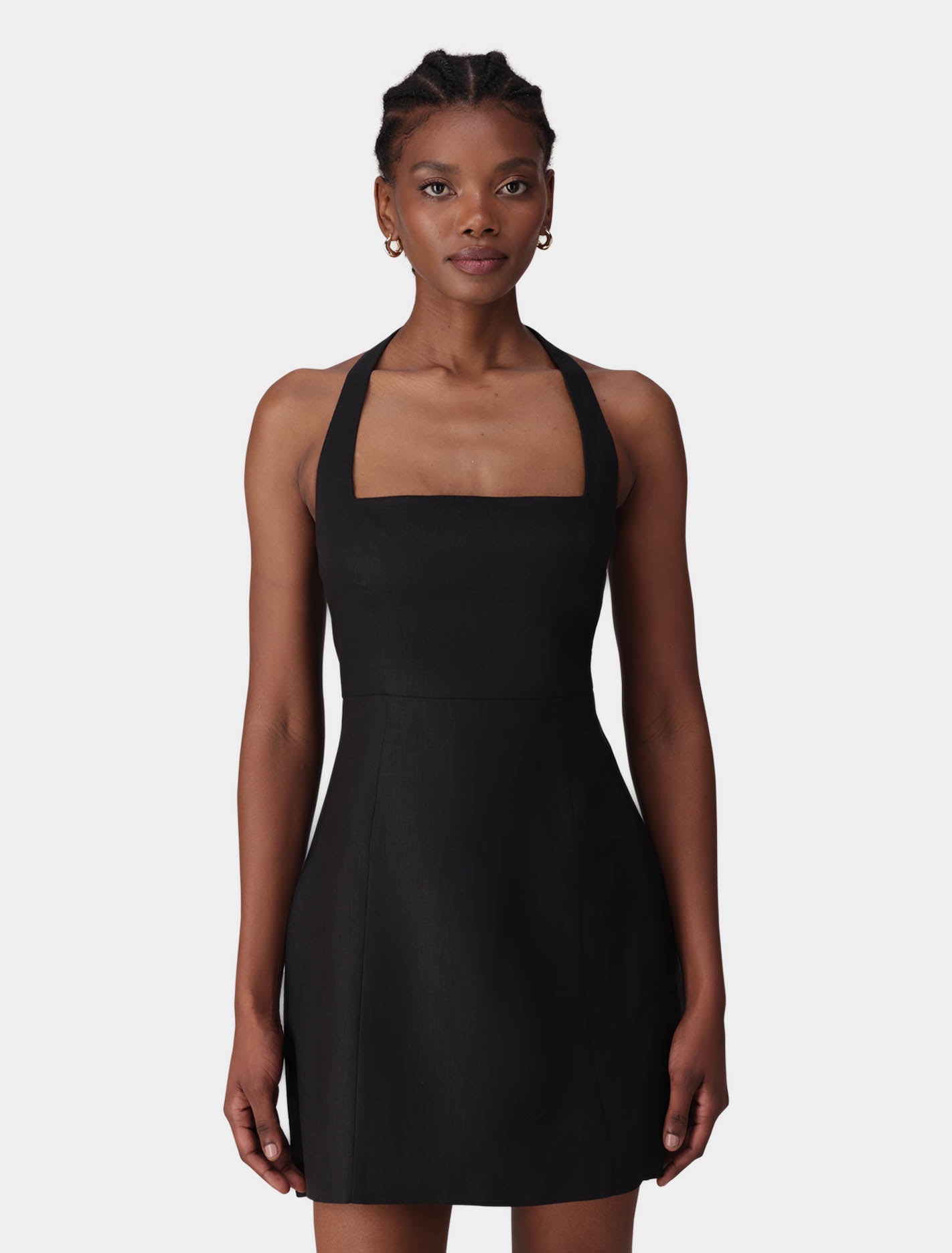 Halter Neck Pearls And Black Dress Black Dress With Pearls On