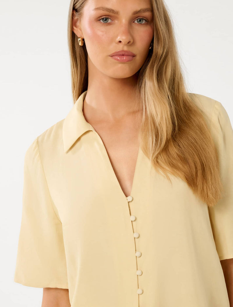 Bella Cupro Button Front Shirt Forever New