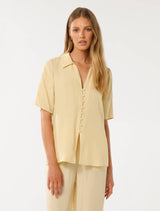 Bella Cupro Button Front Shirt Vanilla Co-ord Forever New