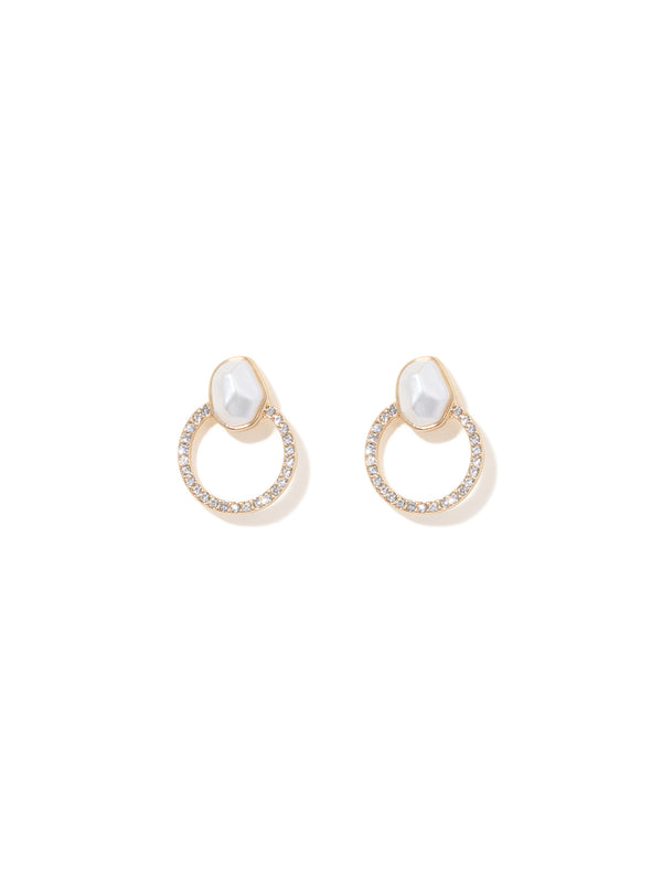 Regan Round Pearl & Stone Earrings Forever New