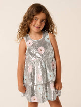 Elsa Two Layer Mini Girls Dress Floral Sequin Forever New