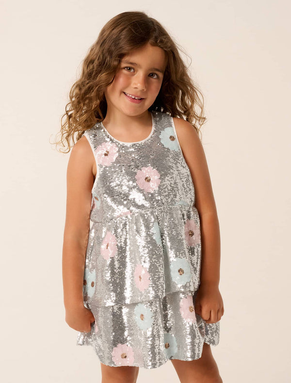 Elsa Two Layer Mini Girls Dress Floral Sequin Forever New