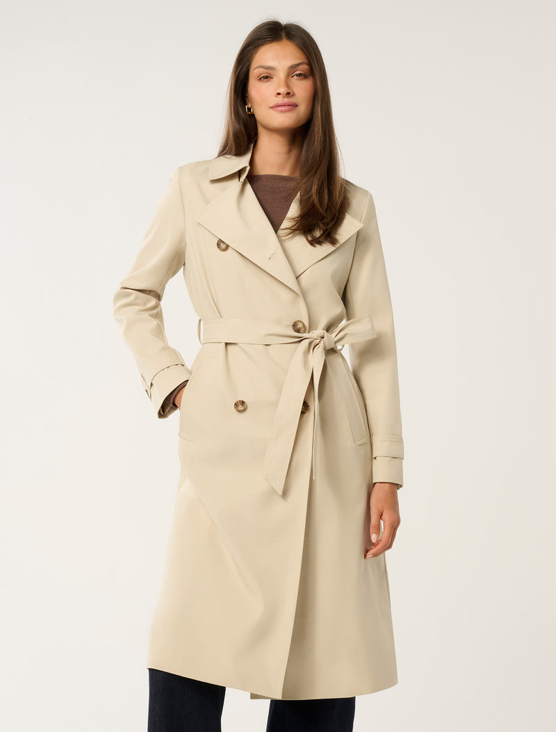 Stacey Soft Trench Coat Stone Forever New