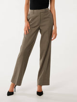 Amalie Straight Leg Pants Burnt Sage Suit Forever New