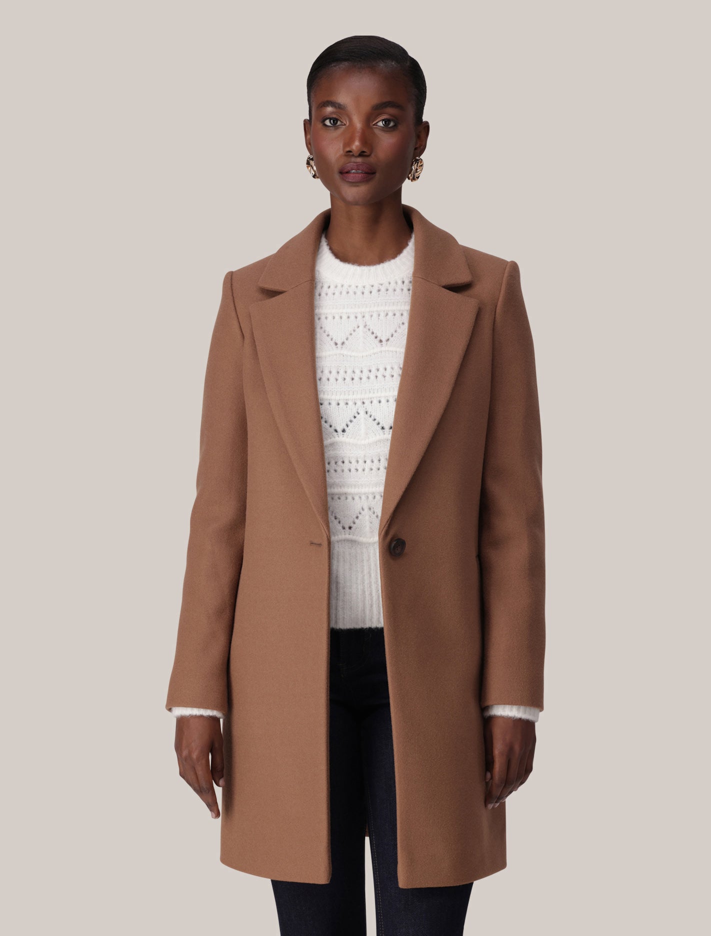 Cassie Single Breasted Coatigan Dark Camel Forever New