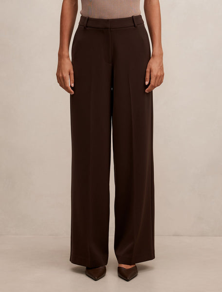 Oaklyn Wide Leg Pants Chocolate Suit | Forever New