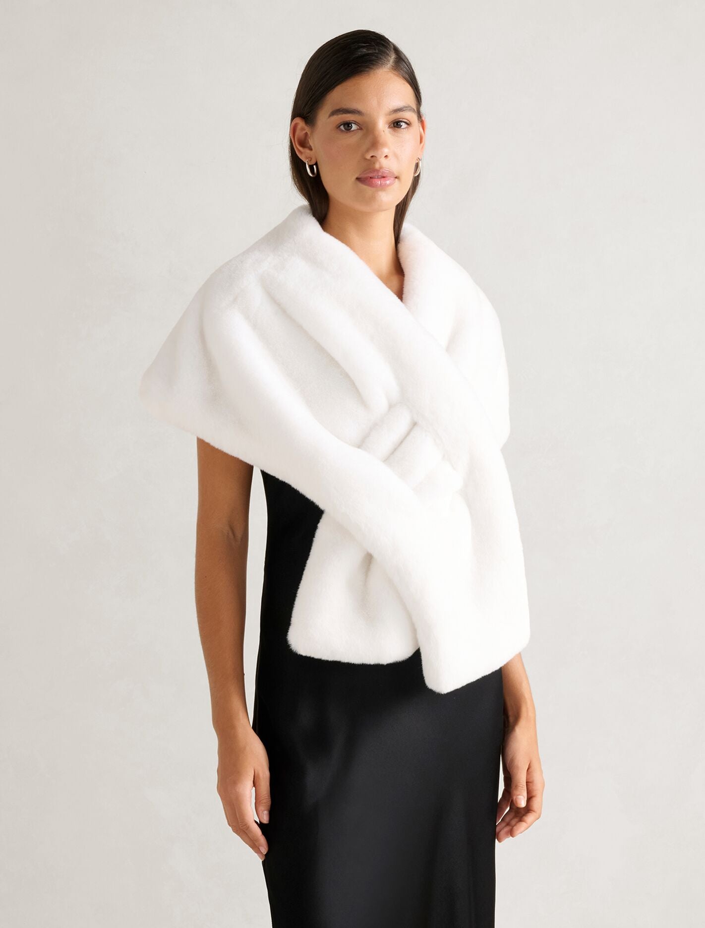 Felicity Faux Fur Wrap 0 Ivory Forever New