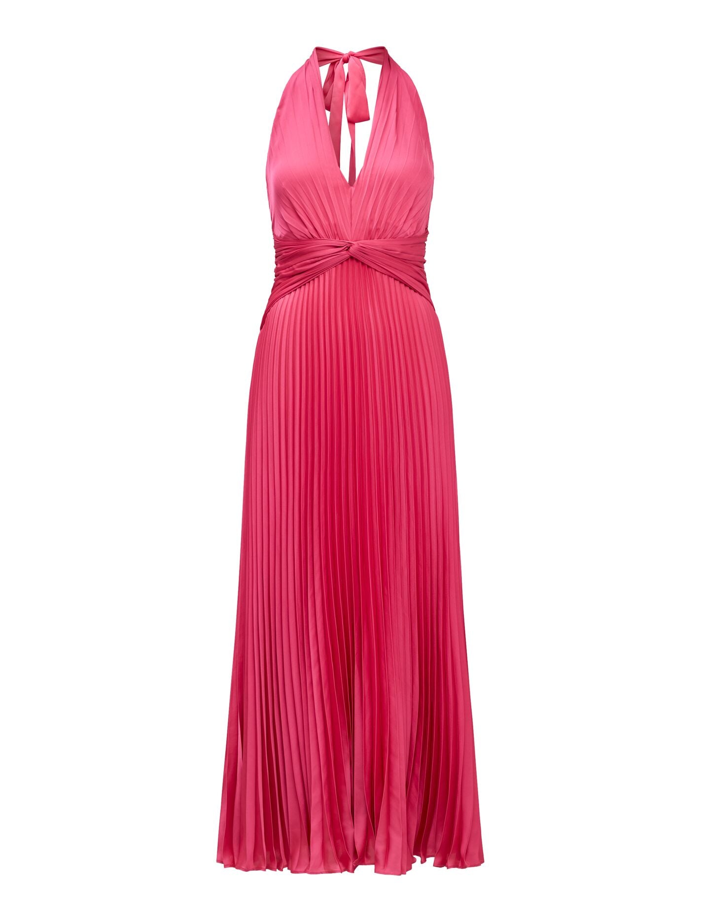 Natasha Pleated Satin Halter Maxi Dress Forever New