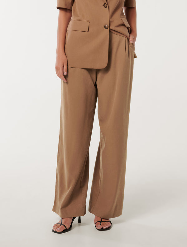 Bowie Wide Leg Pants Soft Mocha Suit Forever New