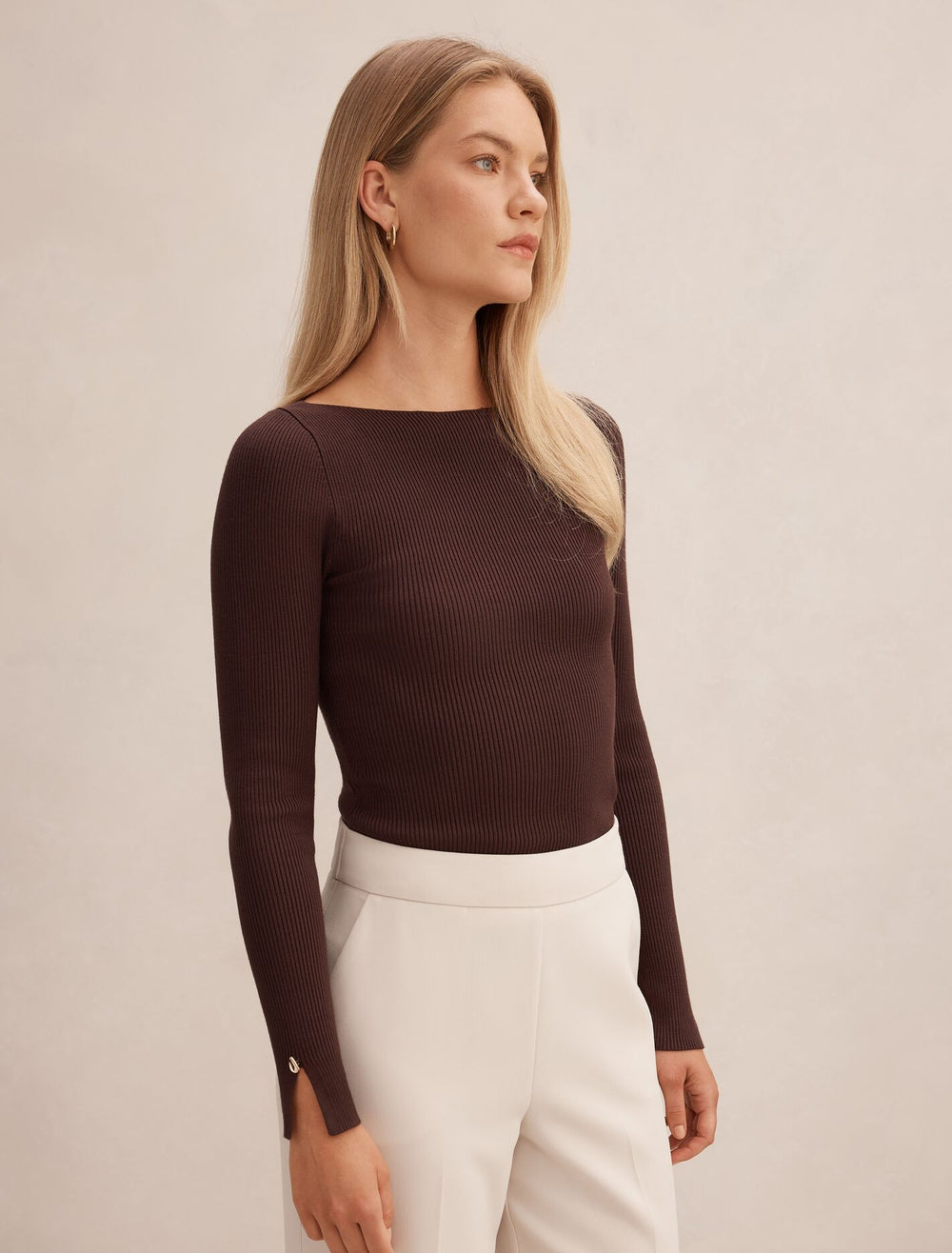 Alaia Knit Rib Top Chocolate | Forever New