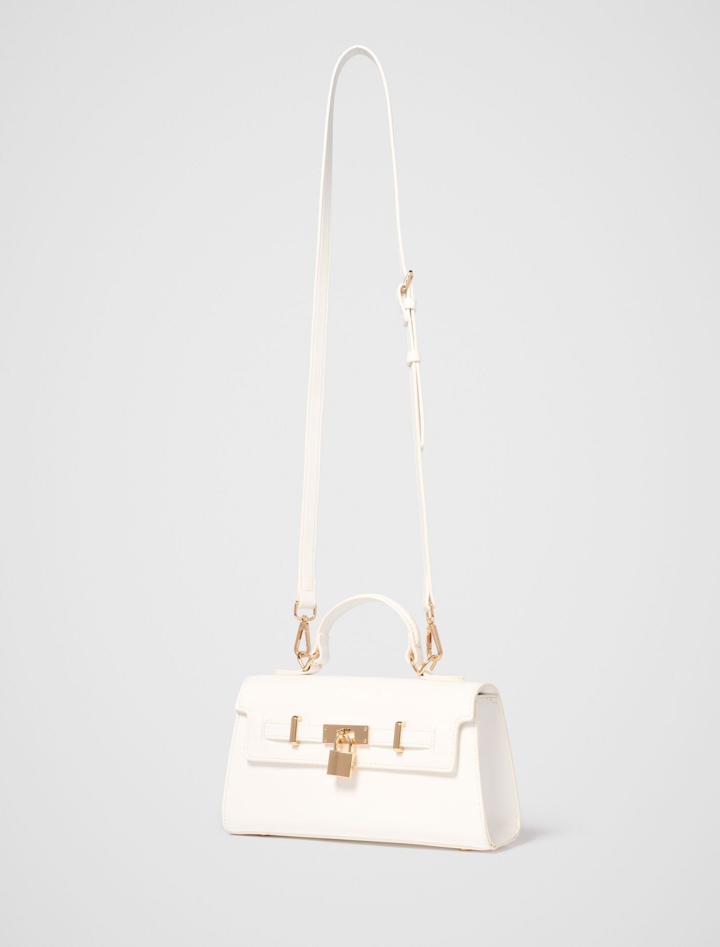 Liana Lock Detail Top Handle Bag White | Forever New